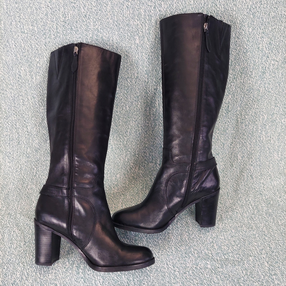 Franco Sarto Carlie Knee High Boots, Black Leather, Sz 11 - Picture 6 of 16